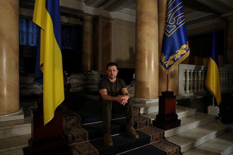 Ukrainian President Volodymyr Zelenskyy poses after an interview with Reuters in Kyiv. Reuters