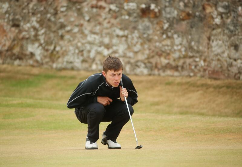 GULLANE, SCOTLAND - JULY 21:  Matthew Fitzpatrick of England lines up a putt on the 2nd hole during the final round of the 142nd Open Championship at Muirfield on July 21, 2013 in Gullane, Scotland.  (Photo by Andrew Redington/Getty Images) *** Local Caption ***  174151686.jpg