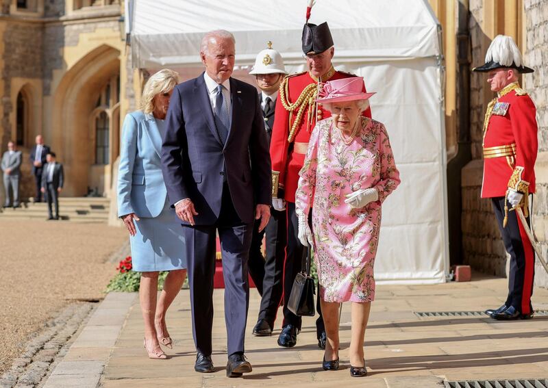 US President Joe Biden and Queen Elizabeth II at Windsor Castle. Getty Images