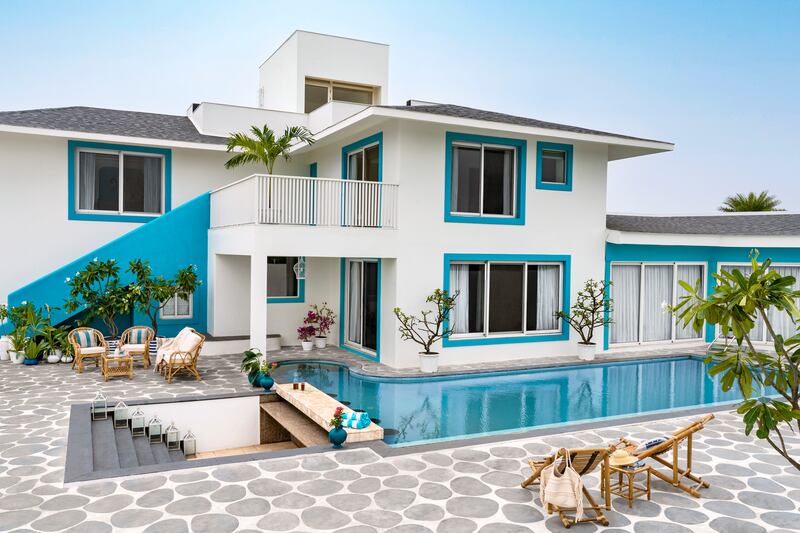 The three-bedroom villa has a pool and swim-up bar.