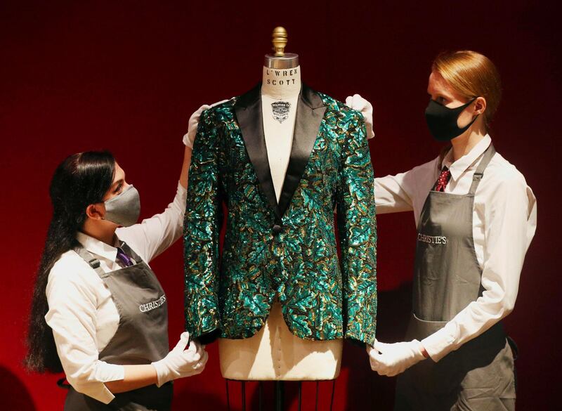 The L'Wren Scott online auction runs until July 1 and the Mick Jagger jackets are set to fetch upwards of £20,000.  Jonathan Brady/PA via AP