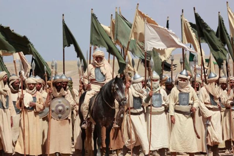 An undated photo shows one of the battle scenes from the Islamic historical television drama "Omar" in this handout image released to Reuters on August 14, 2012. A television drama about the life of a seventh century Muslim ruler, Omar Ibn al-Khattab, is polarising opinion across the Arab world by challenging a widespread belief that actors should not depict Islam's central figures. To match Feature MEDIA-ISLAM/DRAMA    REUTERS/MBC/Handout (UNITED ARAB EMIRATES - Tags: MEDIA RELIGION ENTERTAINMENT) FOR EDITORIAL USE ONLY. NOT FOR SALE FOR MARKETING OR ADVERTISING CAMPAIGNS. THIS IMAGE HAS BEEN SUPPLIED BY A THIRD PARTY. IT IS DISTRIBUTED, EXACTLY AS RECEIVED BY REUTERS, AS A SERVICE TO CLIENTS