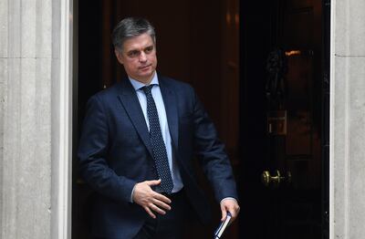 Vadym Prystaiko departs 10 Downing Street following a meeting with the British Prime Minister in London. EPA