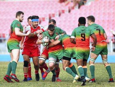 Dubai, United Arab Emirates, November 8, 2019.  
SUBJECT NAME / MATCH / COMPETITION: West Asia Premiership: Dubai Knights Eagles v Dubai Tigers, Domestic top division match.  
Victor Besa/The National
Section:  SP
Reporter:  Paul Radley