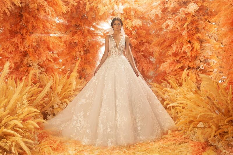 A wedding dress from Michael Cinco's autumn / winter 2020 bridal collection.