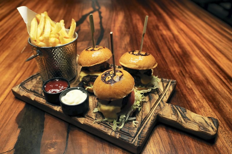 DUBAI, UNITED ARAB EMIRATES , September 27 – 2020 :-  King Kong Sliders at the Brass Monkey, new dining and entertainment destination on the Bluewaters Island in Dubai.  (Pawan Singh / The National) For Lifestyle/Online/Instagram. Story by Janice Rodrigues 