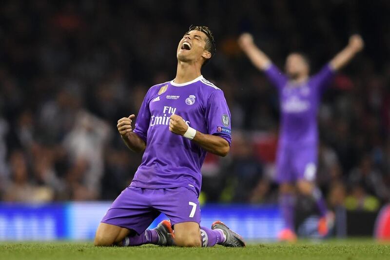 Cristiano Ronaldo of Real Madrid celebrates victory after the Uefa Champions League final against Juventus. Laurence Griffiths / Getty Images