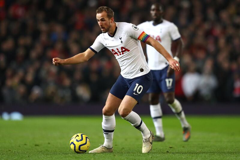 Tottenham forward Harry Kane in action against Manchester United. Getty Images