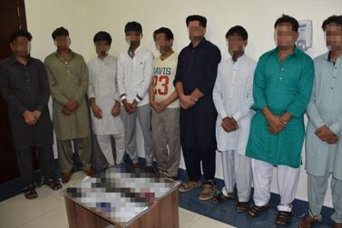 Some of the 29 men arrested in raids across the country. Courtesy: Abu Dhabi Police