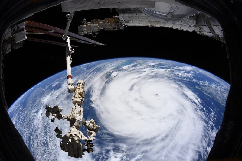 An image taken from the International Space Station shows Hurricane Ida in the Gulf of Mexico on August 29. EPA