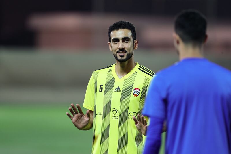 Yousef Jaber trains for UAE's qualifier against Iran. Chris Whiteoak / The National