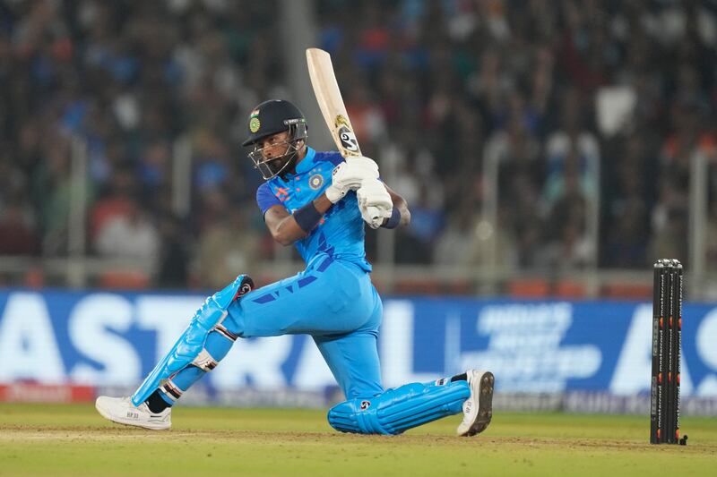 India's captain Hardik Pandya hits out. AP 