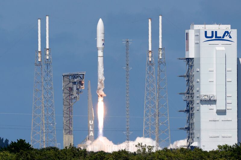 An Atlas 5 rocket with Amazon's Project Kuiper satellites lifts off from the Cape Canaveral Space Force Station in Florida. AP