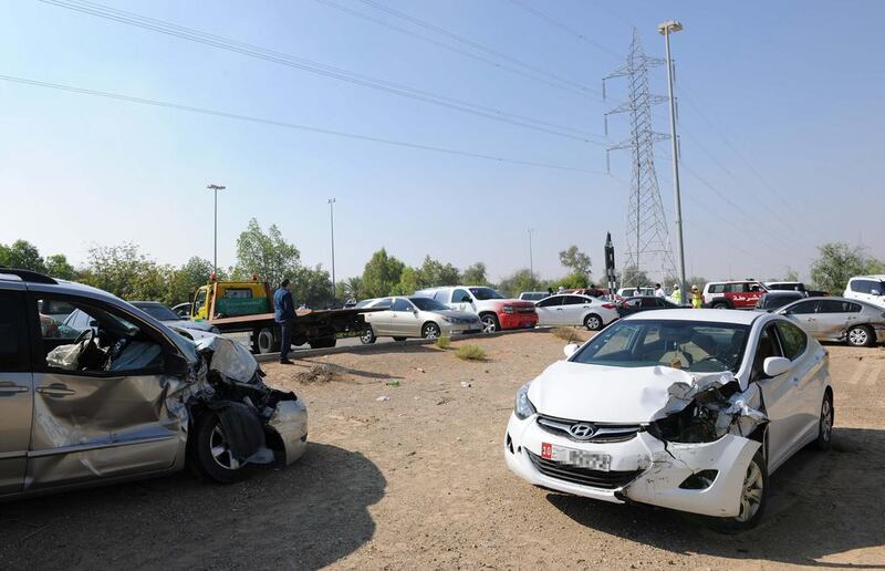 The extensive pile-up occurred along the Abu Dhabi-Al Ain road on Saturday amid fog and low visibility. Courtesy Security Media