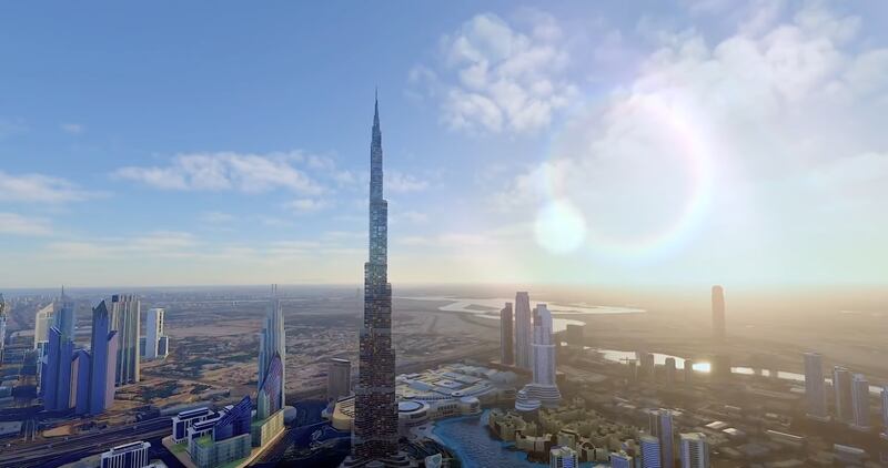 Stunning views of downtown Dubai, as the spaceplane arrives in the Emirate.