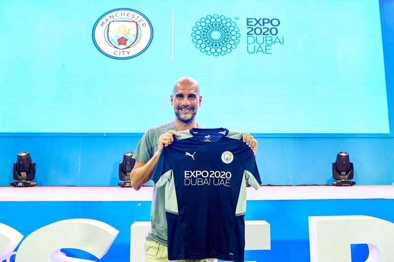 Manchester City manager Pep Guardiola at Expo 2020 Dubai. Photo: Expo 2020 Dubai / City Football Group
