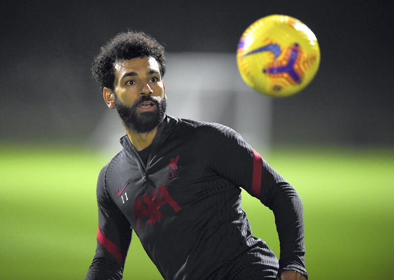 KIRKBY, ENGLAND - DECEMBER 11: (THE SUN OUT. THE SUN ON SUNDAY OUT) Mohamed Salah of Liverpool during a training session at AXA Training Centre on December 11, 2020 in Kirkby, England. (Photo by John Powell/Liverpool FC via Getty Images)