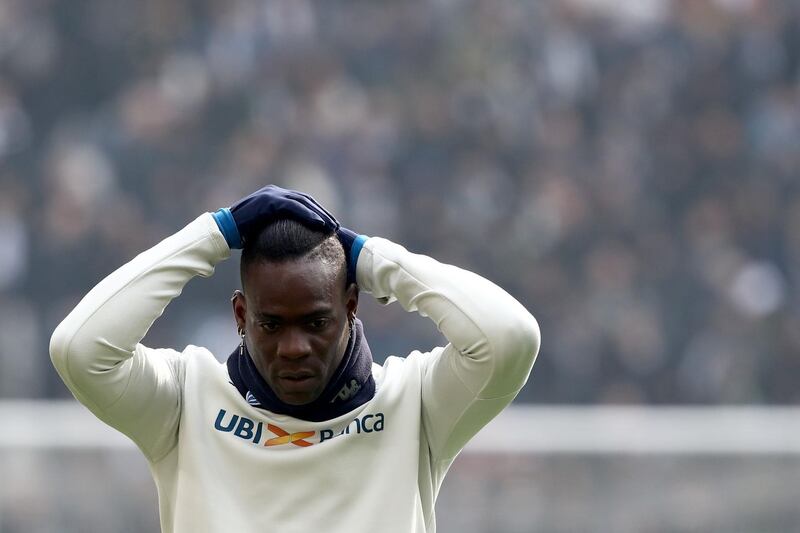 Mario Balotelli warms up prior to the Serie A match between Juventus and Brescia. AFP