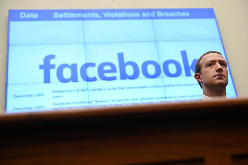 FILE PHOTO: Facebook Chairman and CEO Mark Zuckerberg testifies at a House Financial Services Committee hearing in Washington, U.S., October 23, 2019. REUTERS/Erin Scott/File Photo