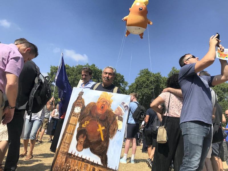 Trump blimp protest in London, July 13, 2018. Photo by Gareth Browne