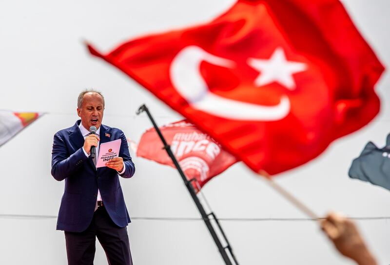 Muharrem Ince, presidential candidate of Turkey's main opposition Republican People's Party (CHP), speaks during an election campaign rally in Istanbul, Turkey, on June 23, 2018. Srdjan Suki / EPA