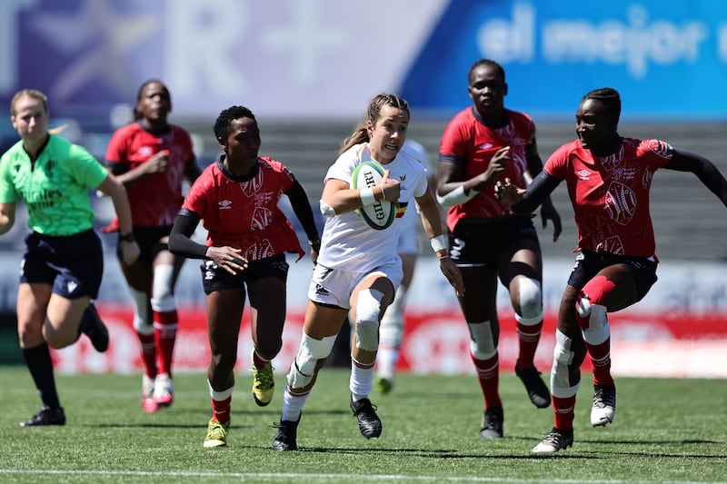 Femke Soens breaks the line against Kenya playing at the Challenger Series tournament in Montevideo. Photo: World Rugby