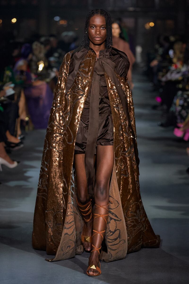 A regal caped look from the Valentino spring/summer 2022 show