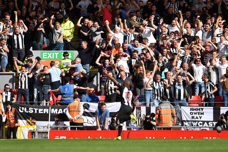Newcastle United's Dutch defender Jetro Williams celebrates scoring the team's first goal. AFP