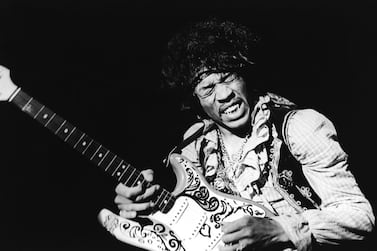 Jimi Hendrix at the Monterey Pop Festival in 1967, his breakthrough performance in the United States, during which he set his guitar on fire – literally and figuratively. Bruce Fleming / AP Images