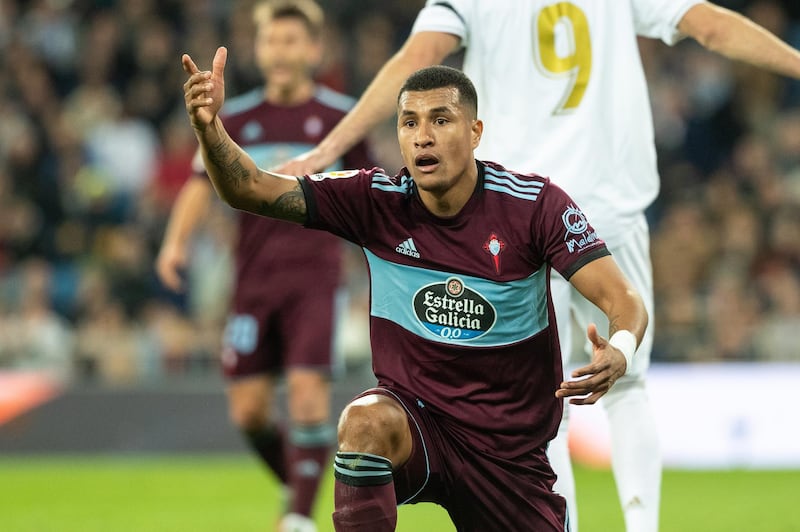 Celta's defender Jeison Murillo reacts. EPA