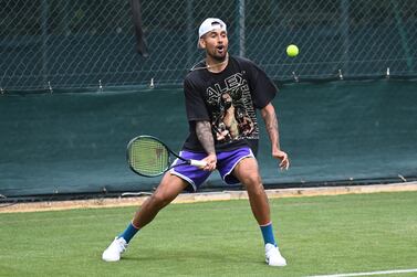 Nick Kyrgios of Australia practices at Wimbledon tennis courts ahead of the Wimbledon Championships 2022, Wimbledon, Britain, 24 June 2022.   EPA / NEIL HALL EDITORIAL USE ONLY