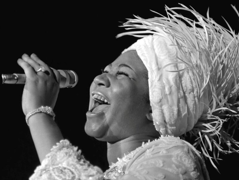 Aretha Franklin opens at Caesars Palace in Las Vegas, Nevada, U.S., June 13, 1969.    Las Vegas News Bureau/Handout via REUTERS       ATTENTION EDITORS - THIS IMAGE WAS PROVIDED BY A THIRD PARTY. THIS PICTURE WAS PROCESSED BY REUTERS TO ENHANCE QUALITY. AN UNPROCESSED VERSION HAS BEEN PROVIDED SEPARATELY NO RESALES.  NO ARCHIVES.  MANDATORY CREDIT