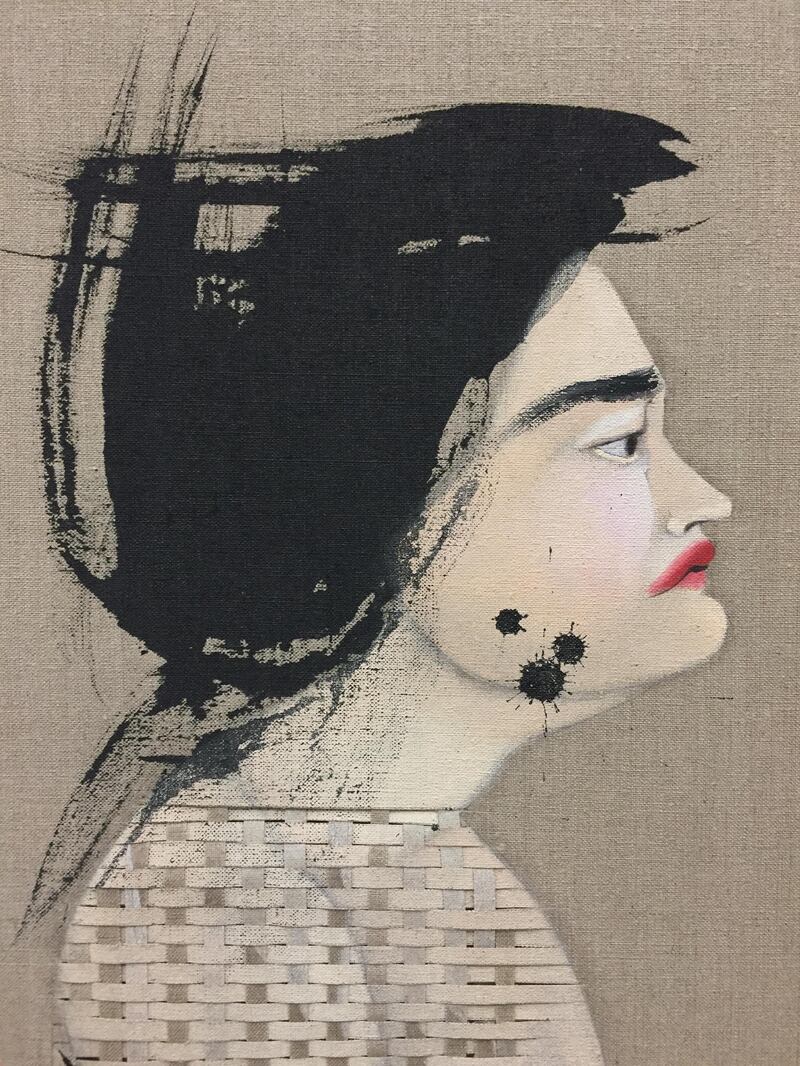 Kholeif has paired works such as Untitled (2016) by the Iraqi artist Hayv Kahraman with the work of the Pakistani artist Shahzia Sikander, both of whom look back to the history of art for motifs that they recast in a contemporary context. Hayv Kahraman, Untitled, Oil on linen (2016).