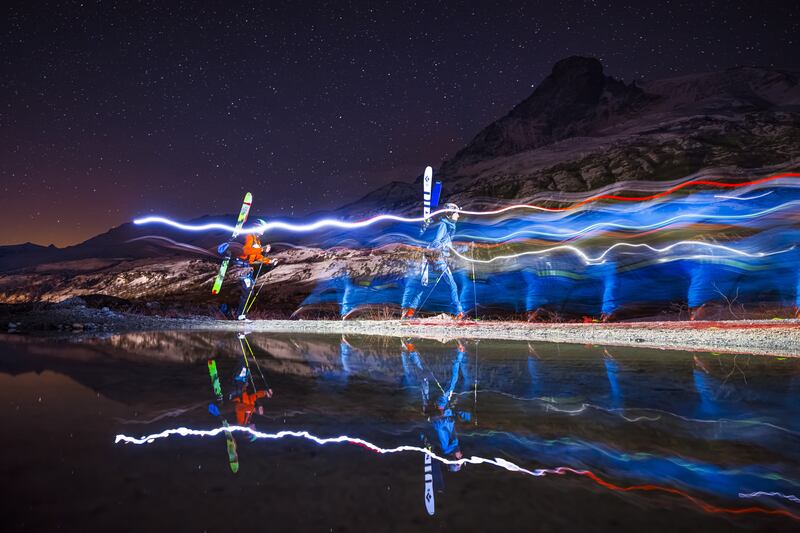 Competitors in the 22nd Glacier Patrol pass the Matterhorn mountain in Ober Stafel, Switzerland. Organised by the Swiss Army, the event covers 57 kilometres along the country’s border with Italy. EPA