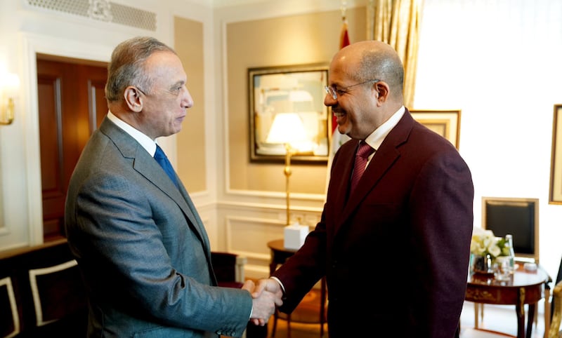 Mr Al Kadhimi meets Sheikh Ahmad Nawaf Al Ahmad Al Sabah, Prime Minister of Kuwait. 