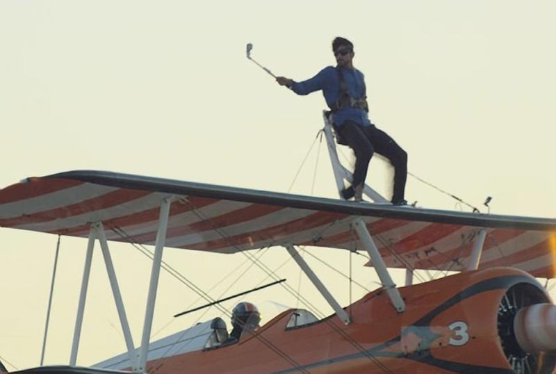 Sheikh Hamdan, the Crown Prince of Dubai's video  that shows him wingwalking over the city. The video was posted  his Instagram account at instagram.com/faz3 