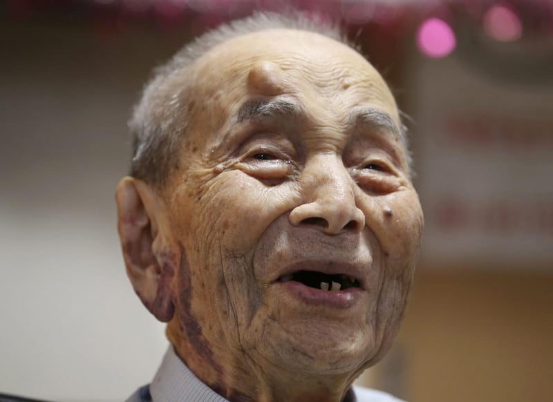 Yasutaro Koide as he was formally recognised as the world’s oldest man by the Guinness World Records on August 21, 2015 at a nursing home in Nagoya, central Japan. Koide died on Tuesday January 19, 2015 after suffering chronic heart problems. Koji Sasahara/ AP Photo