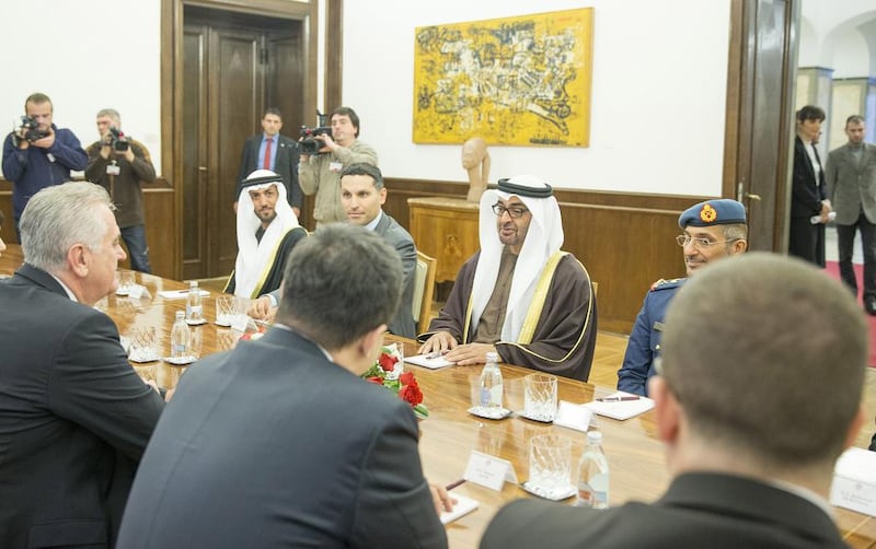 Sheikh Mohammed bin Zayed meets the Serbian president in Belgrade. WAM