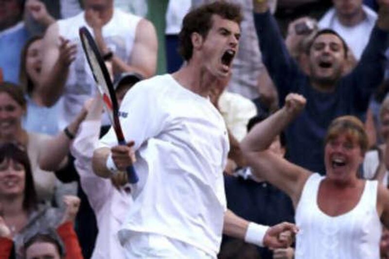 Andy Murray roars with delight.