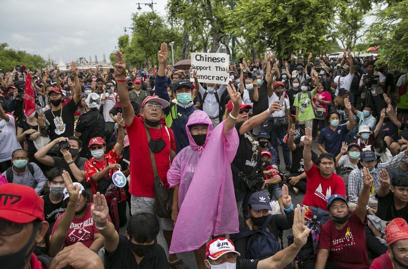 Anti-government protesters hold a rally in Bangkok, Thailand. Getty Images