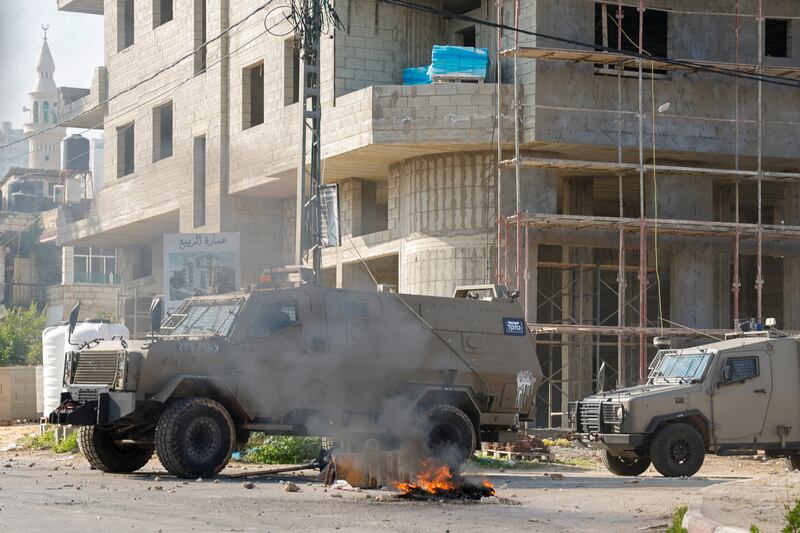 Israeli military vehicles during the raid in Jenin. Reuters