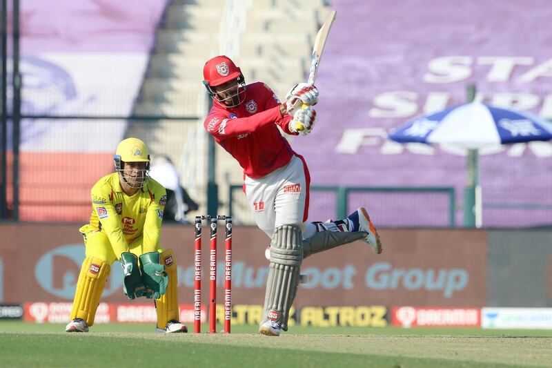 Deepak Hooda of Kings XI Punjab plays a shot during match 53 of season 13 of the Dream 11 Indian Premier League (IPL) between the Chennai Super Kings and the Kings XI Punjab at the Sheikh Zayed Stadium, Abu Dhabi  in the United Arab Emirates on the 1st November 2020.  Photo by: Vipin Pawar  / Sportzpics for BCCI