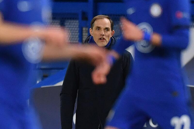Thomas Tuchel looks on from the sidelines during the Champions League round of 16 second leg match between Chelsea and Atletico Madrid. AFP