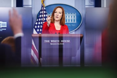 White House press secretary Jen Psaki talks to reporters during the daily briefing in Washington, US, on April 12, 2021. EPA
