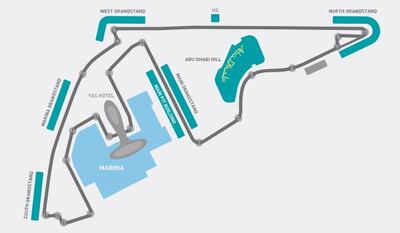 Abu Dhabi Grand Prix circuit map. Yas Marina Circuit