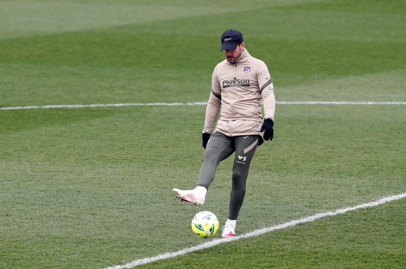 Atletico Madrid's coach Diego Simeone during a training session at Wanda Sports City. EPA