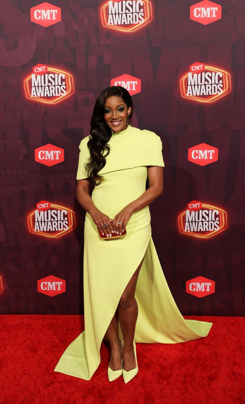 Mickey Guyton arrives for the CMT Music Awards at Bridgestone Arena in Nashville, Tennessee, on June 9, 2021. Reuters
