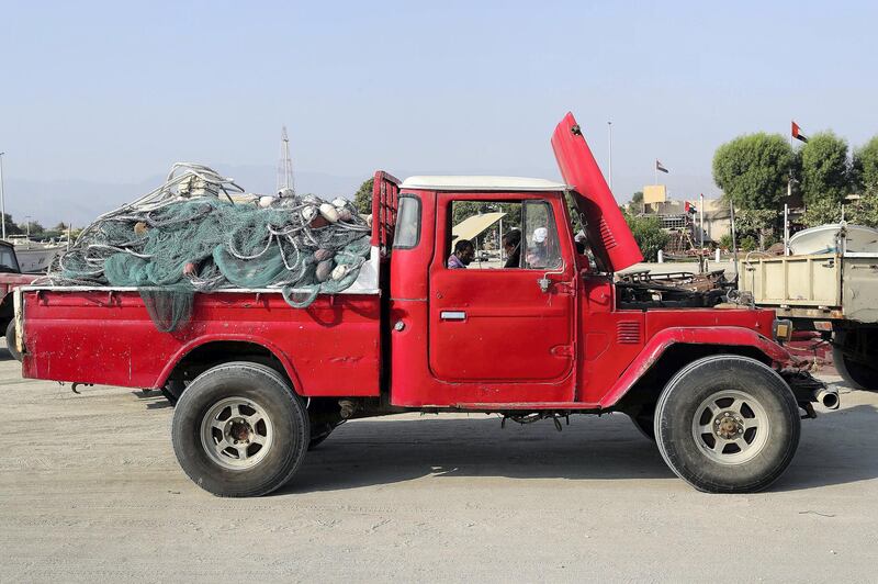 SHARJAH , UNITED ARAB EMIRATES , NOV 2   – 2017 :- One of the old Toyota Land Cruiser used by fishermen for fishing in Kalba area in Sharjah. (Pawan Singh / The National) For Weekend