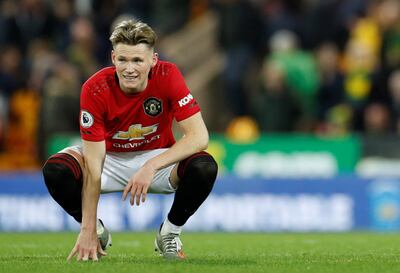 Soccer Football - Premier League - Norwich City v Manchester United - Carrow Road, Norwich, Britain - October 27, 2019  Manchester United's Scott McTominay at the end of the match     Action Images via Reuters/John Sibley  EDITORIAL USE ONLY. No use with unauthorized audio, video, data, fixture lists, club/league logos or "live" services. Online in-match use limited to 75 images, no video emulation. No use in betting, games or single club/league/player publications.  Please contact your account representative for further details.