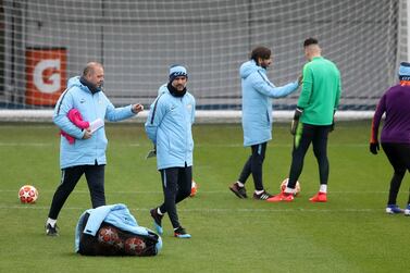 Pep Guardiola, second left, will be aware Manchester City have trailed at some stage of seven of their last nine Uefa Champions League games. Nick Potts / AP Photo